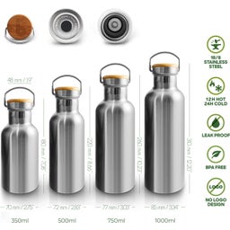 Bambaw Thermosflasche aus Edelstahl 1000 ml - Yellow Beam
