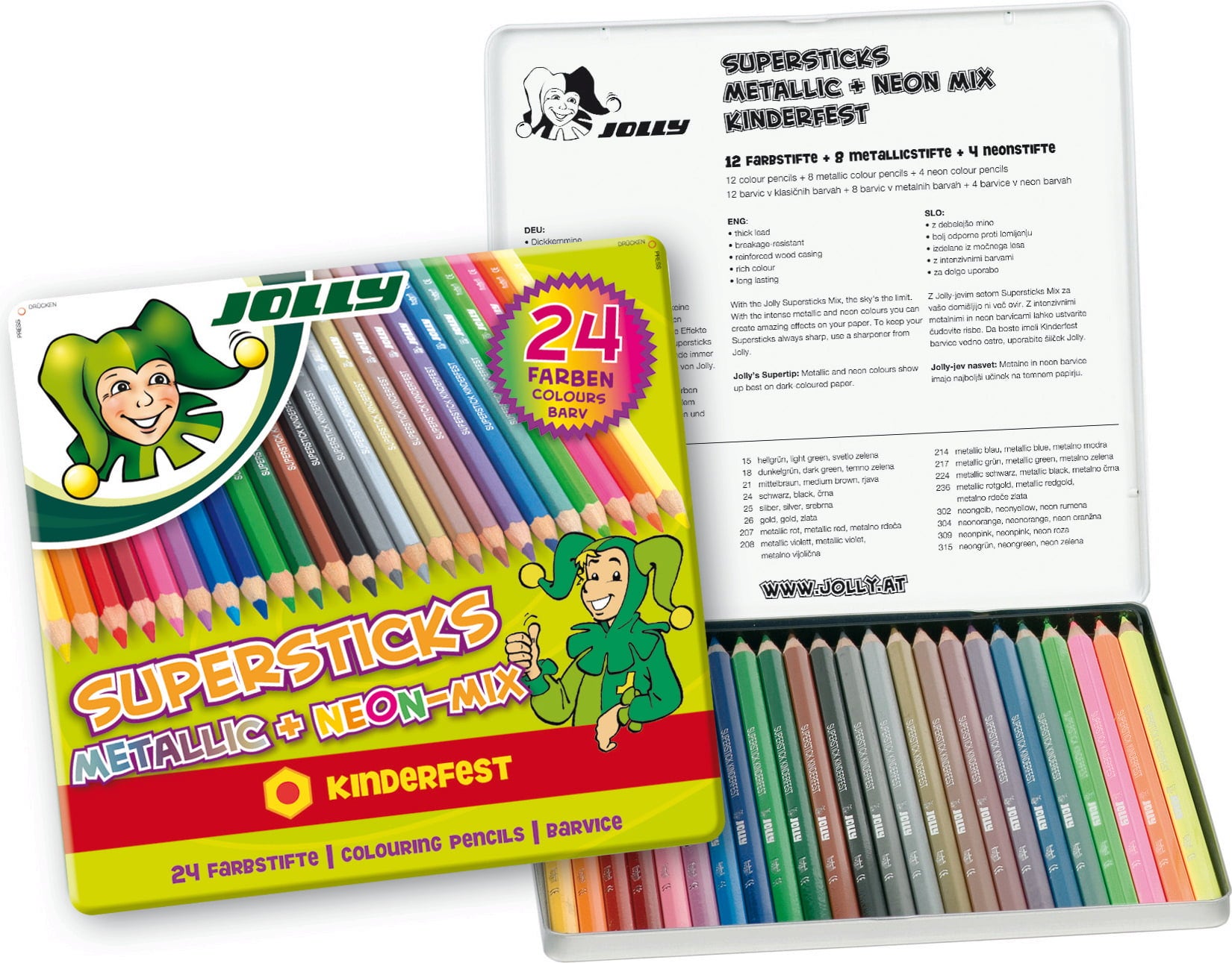 Superstick kinderfest Metallic & Neon Mix - 24 Stk