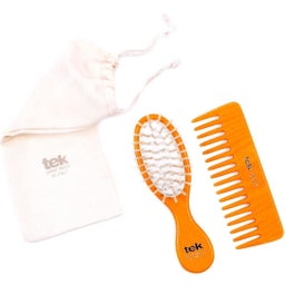 TEK Set Taschenbürste & Kamm - Orange