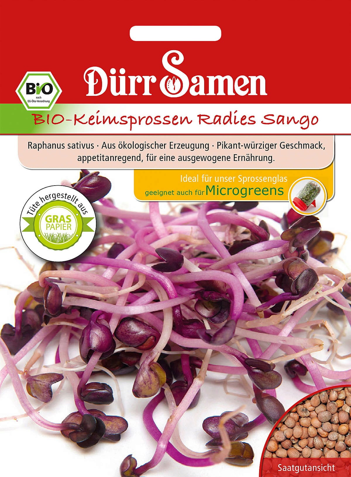Dürr Samen BIO-Keimsprossen Radies Sango - 1 Pkg