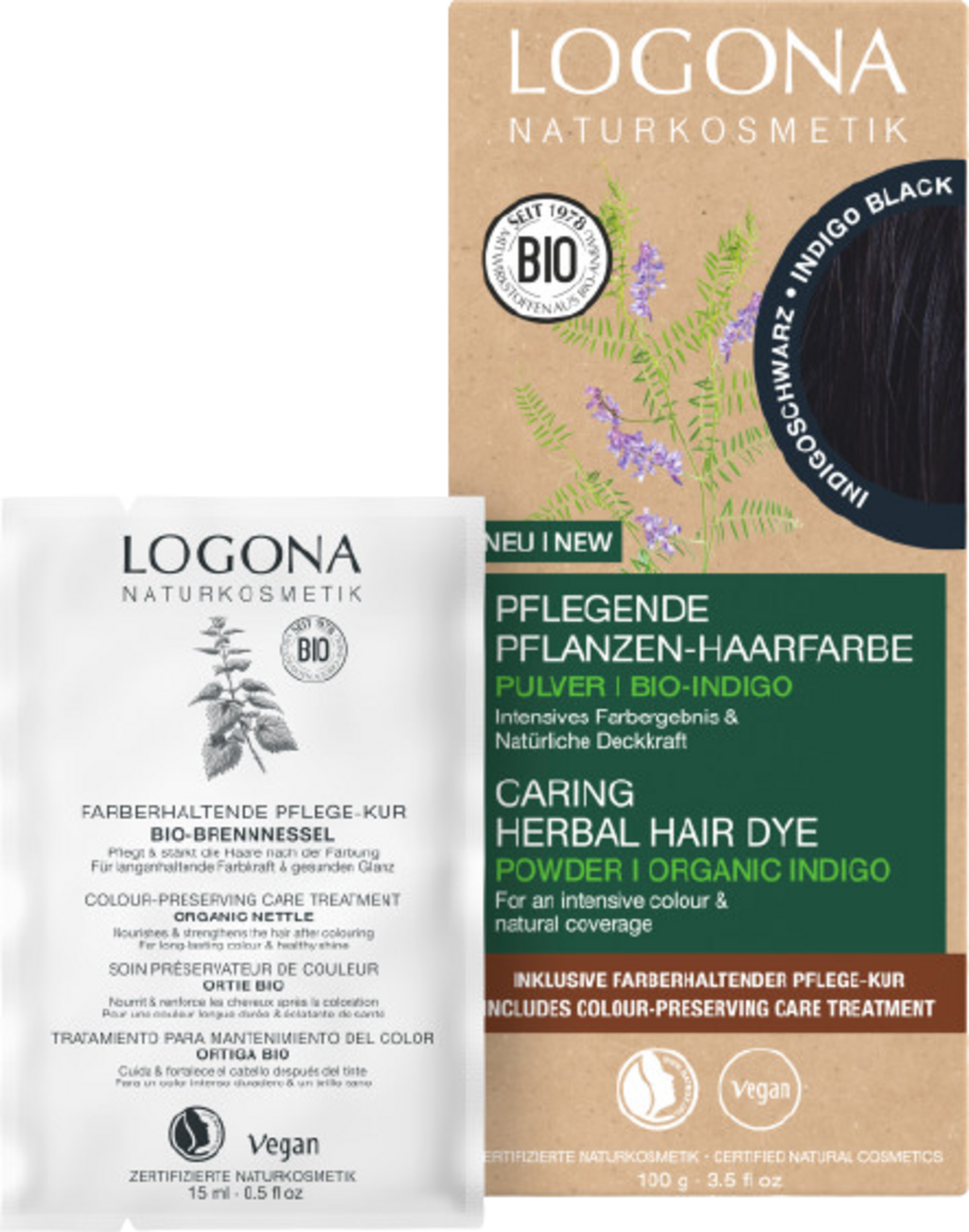 LOGONA Pflanzen-Haarfarbe Pulver Indigoschwarz - 100 g