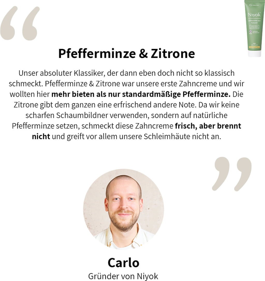 Niyok Zahncreme Pfefferminze & Zitrone