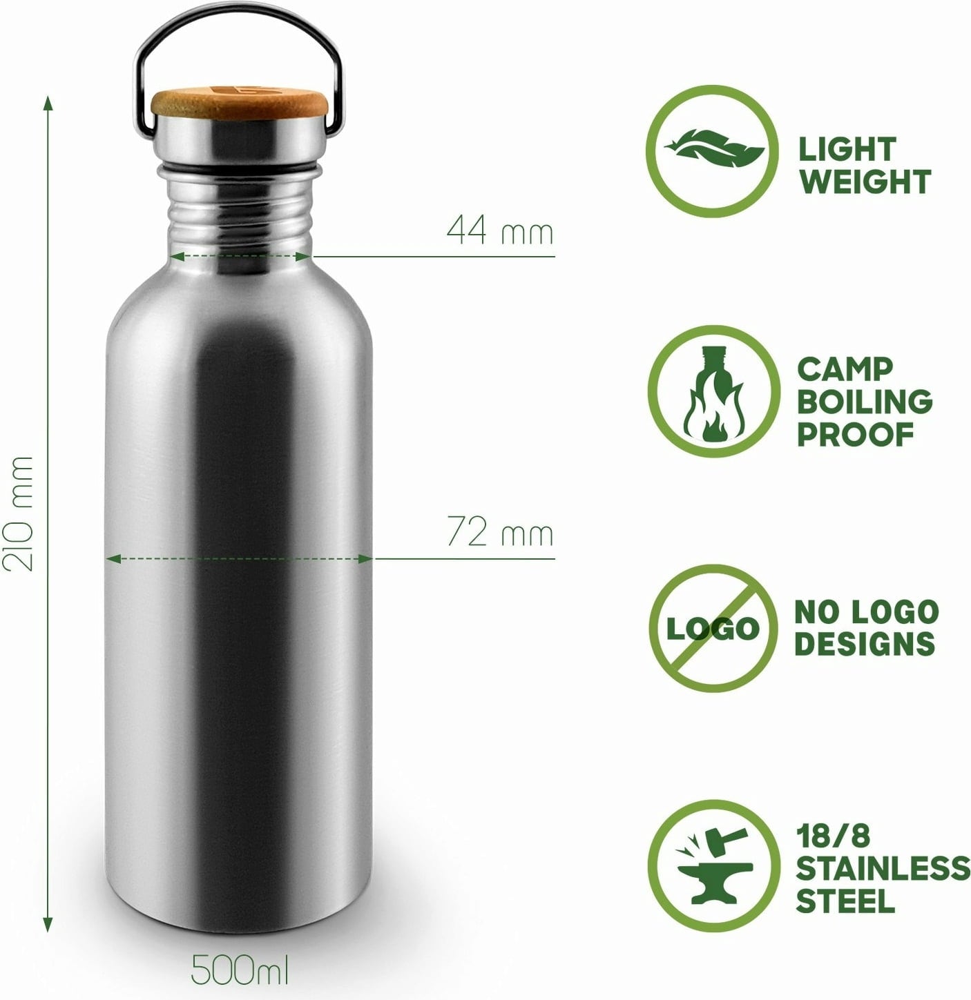 Bambaw Edelstahlflasche 500 ml - Sage Green