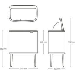 Bo Touch Bin 3 x 11 Liter mit 3 Kunststoffeinsätzen - Soft Beige