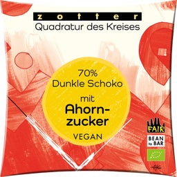 Bio Quadratur des Kreises 70% Dunkle Schoko mit Ahornzucker - 70 g