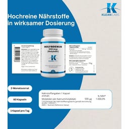 KLEAN LABS Molybdenum 500 mcg (Molybdän) - 60 veg. Kapseln
