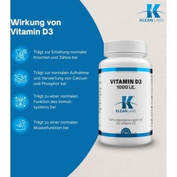 KLEAN LABS Vitamin D3 1000 IE - 100 Tabletten