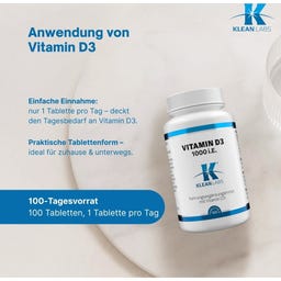 KLEAN LABS Vitamin D3 1000 IE - 100 Tabletten