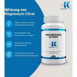 KLEAN LABS Magnesium Citrat 150mg - 90 Kapseln