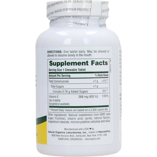 NaturesPlus® Vitamin E 400 IU Kautabletten - 90 Kautabletten