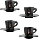 Bialetti Espresso Tassen achteckig, 4er Set - schwarz/kupfer