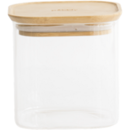 Vorratsdose quadratisch aus Glas mit Bambusdeckel - 0,8 Liter