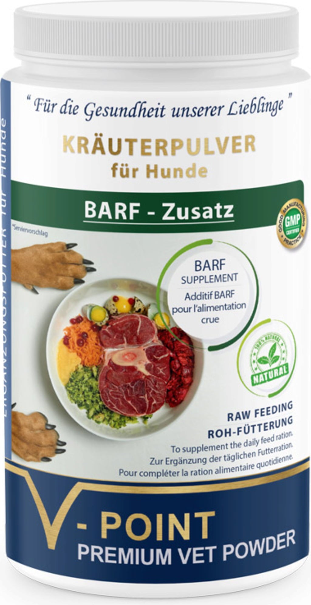 BARF-Zusatz - Premium Kräuterpulver für Hunde, 500 g