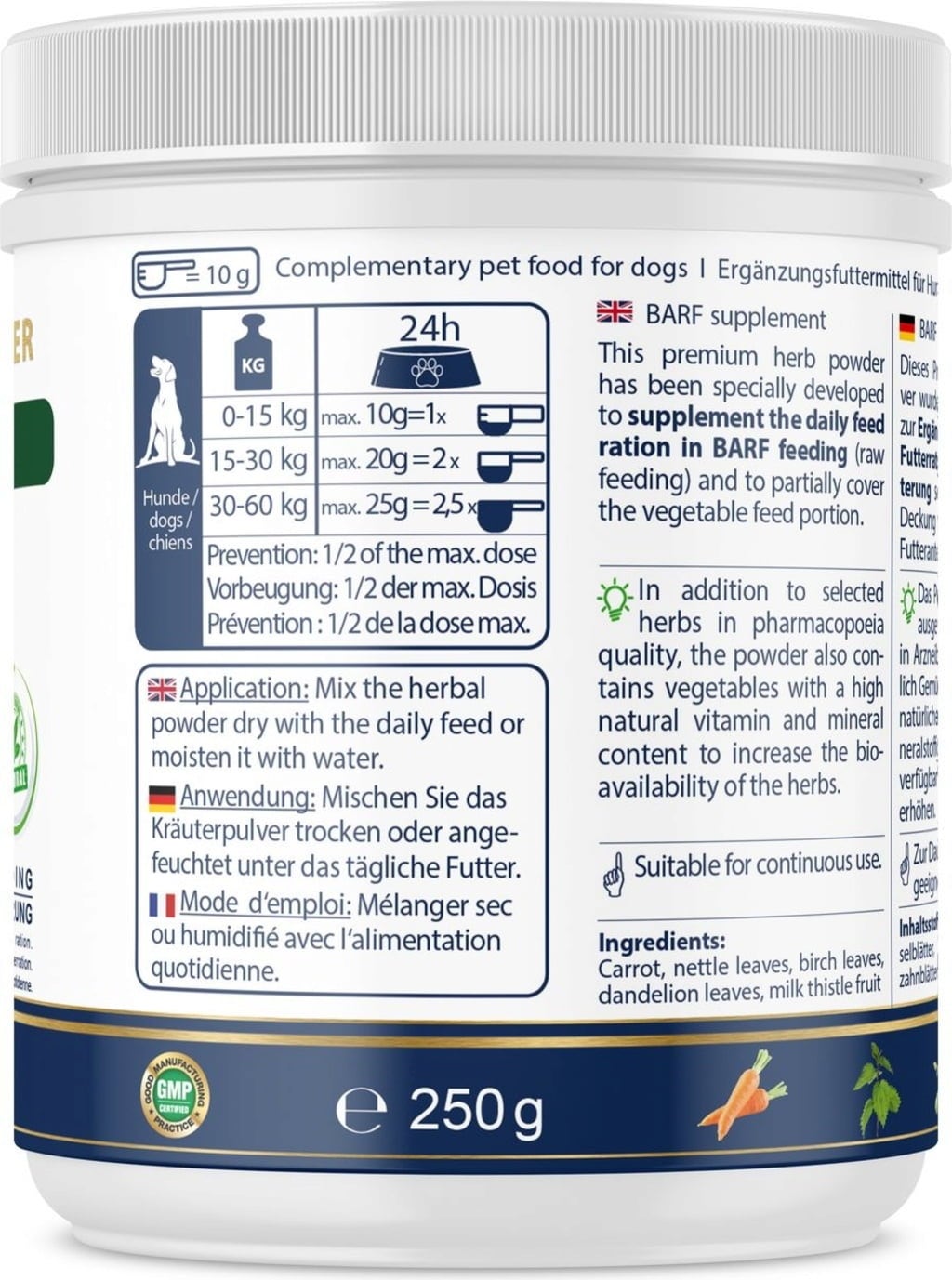 V-POINT BARF Zusatz Kräuterpulver für Hunde - 250 g