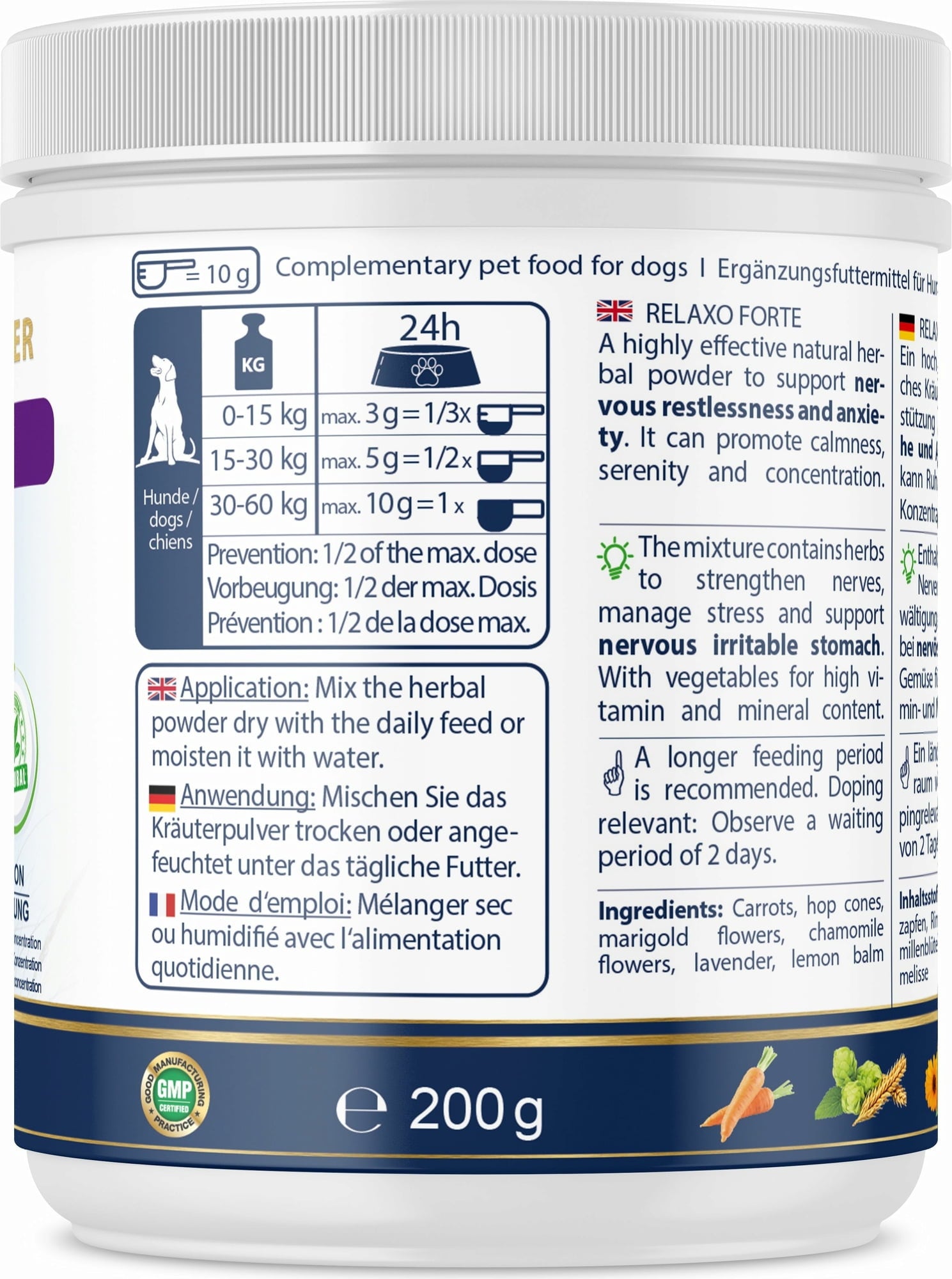 V-POINT RELAXO Forte Kräuterpulver für Hunde - 200 g
