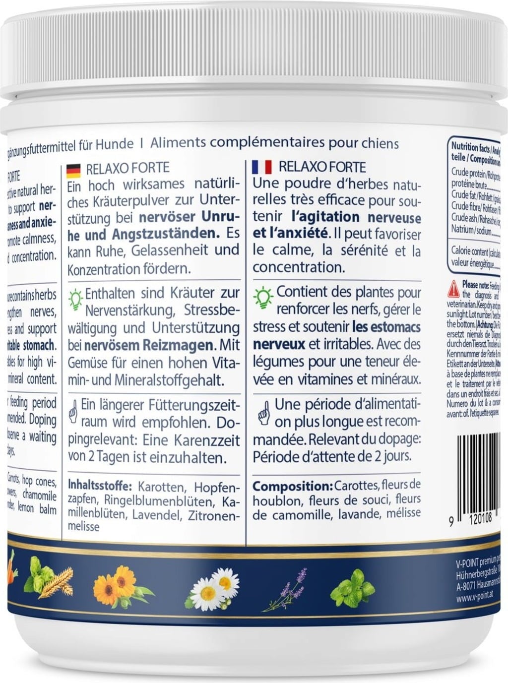 V-POINT RELAXO Forte Kräuterpulver für Hunde - 200 g