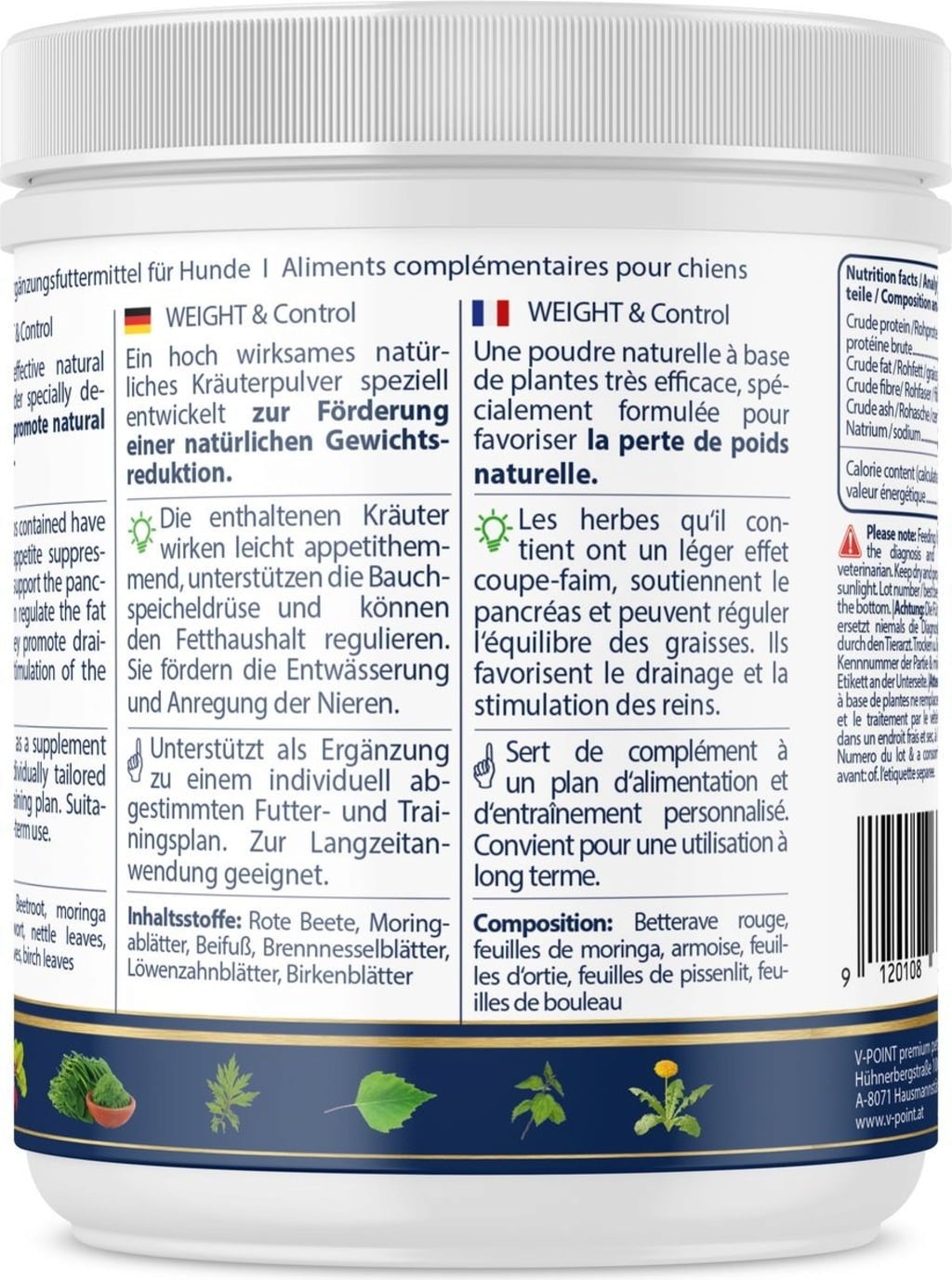 V-POINT Weight Control Kräuterpulver für Hunde - 250 g