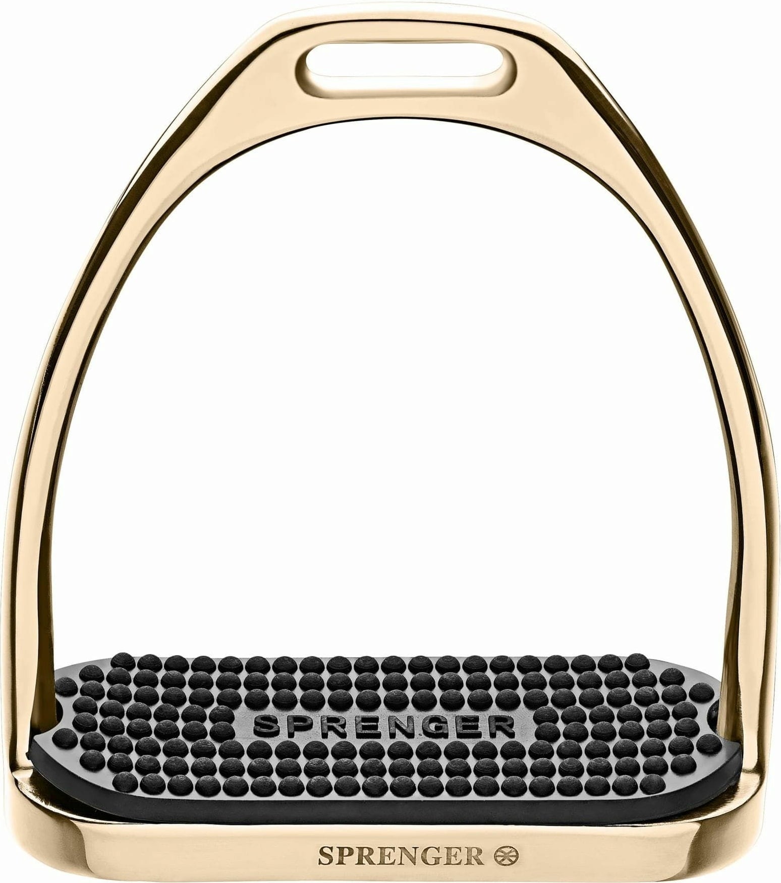FILLIS-Steigbügel, gold mit schwarzen Einlagen, Trittweite 12 cm