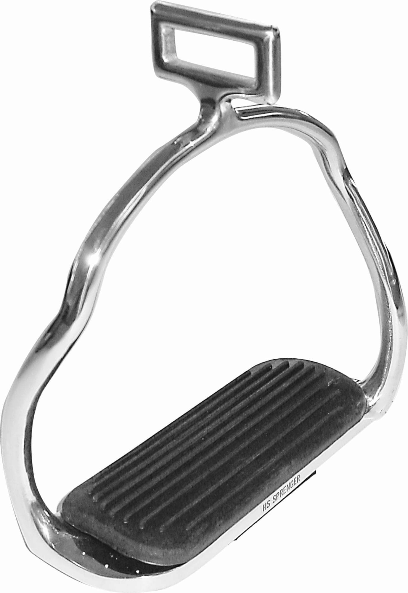 Island-Steigbürgel, Edelstahl mit schwarzen Einlagen, Trittweite 12 cm