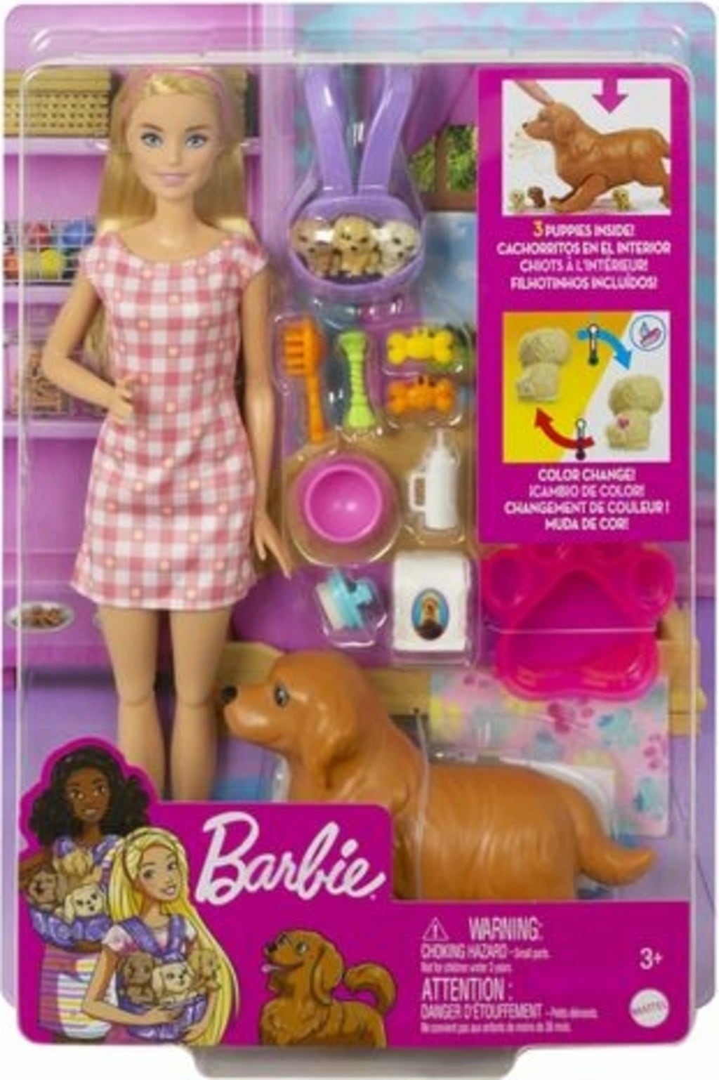 Barbie-Puppe mit Hund und Welpen - 1 Stk
