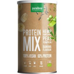 Veganer Proteinmix Hanf-, Sonnenblumen-, Erbsen-, Kürbisprotein, Bio - Banane