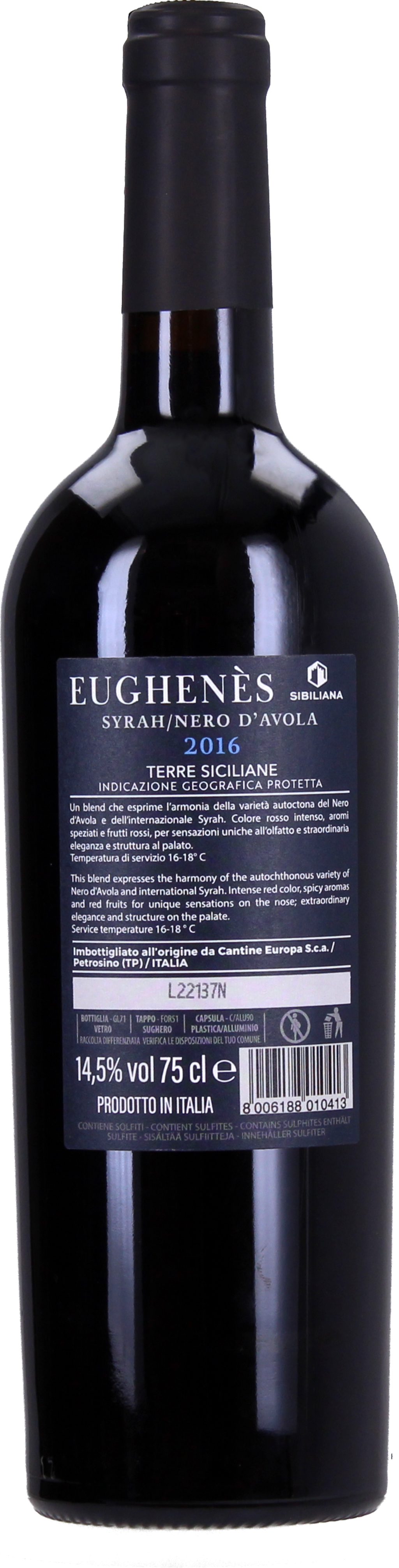 Sibiliana Vini Eughenes Syrah Nero d'Avola IGP 2016 - 0,75 l