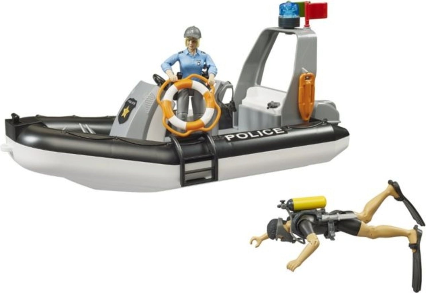BRUDER Polizei Pickup mit Anhänger und Boot - 1 Stk