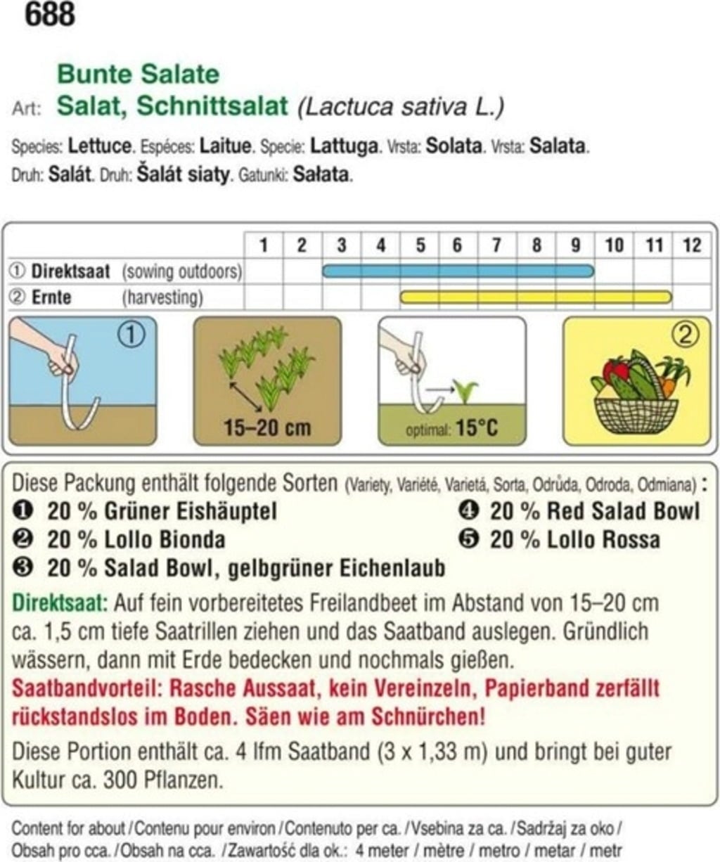 AUSTROSAAT Saatband Schnittsalate - 1 Pkg