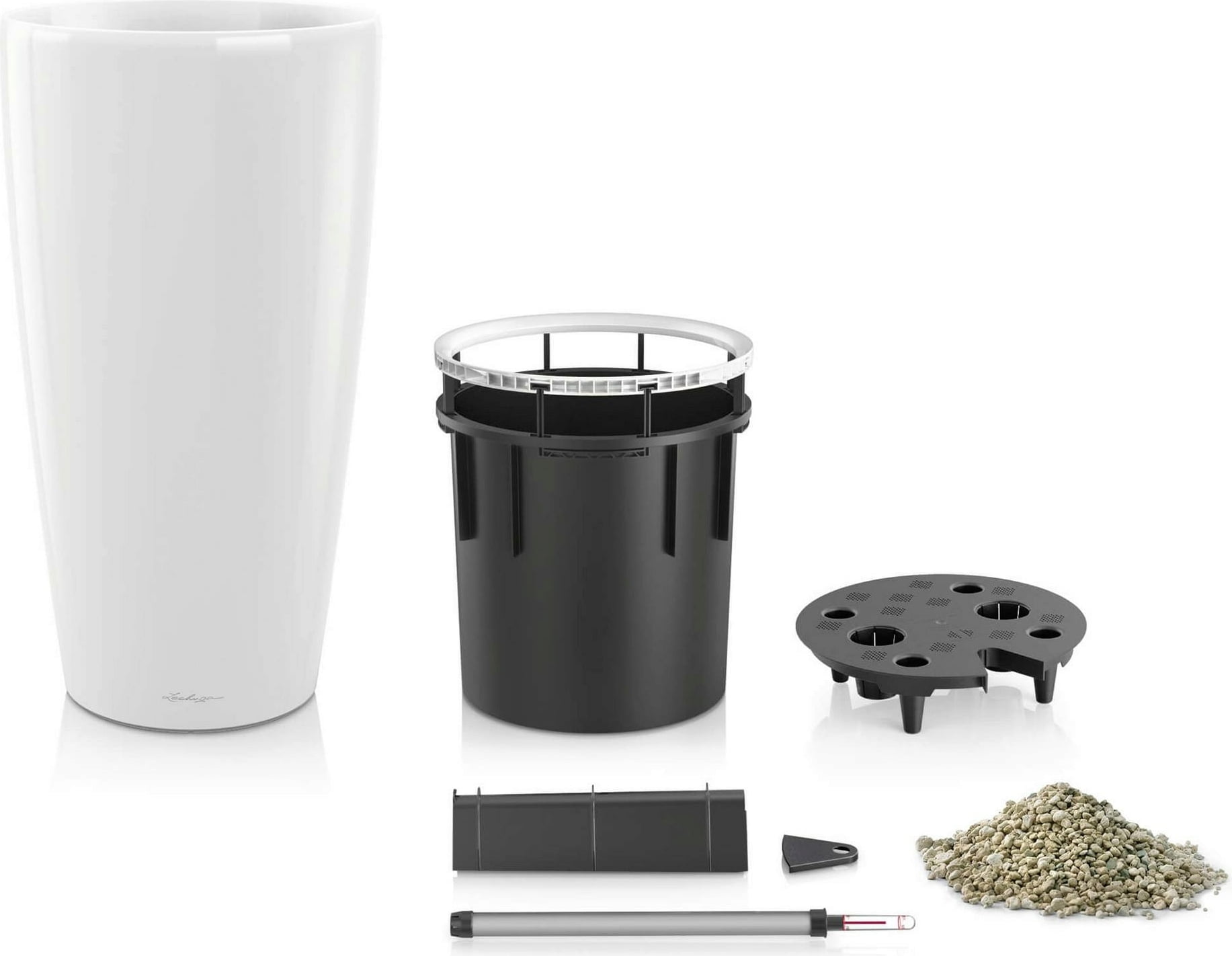 Lechuza Pflanzgefäß Rondo Premium 40 - Anthrazit metallic