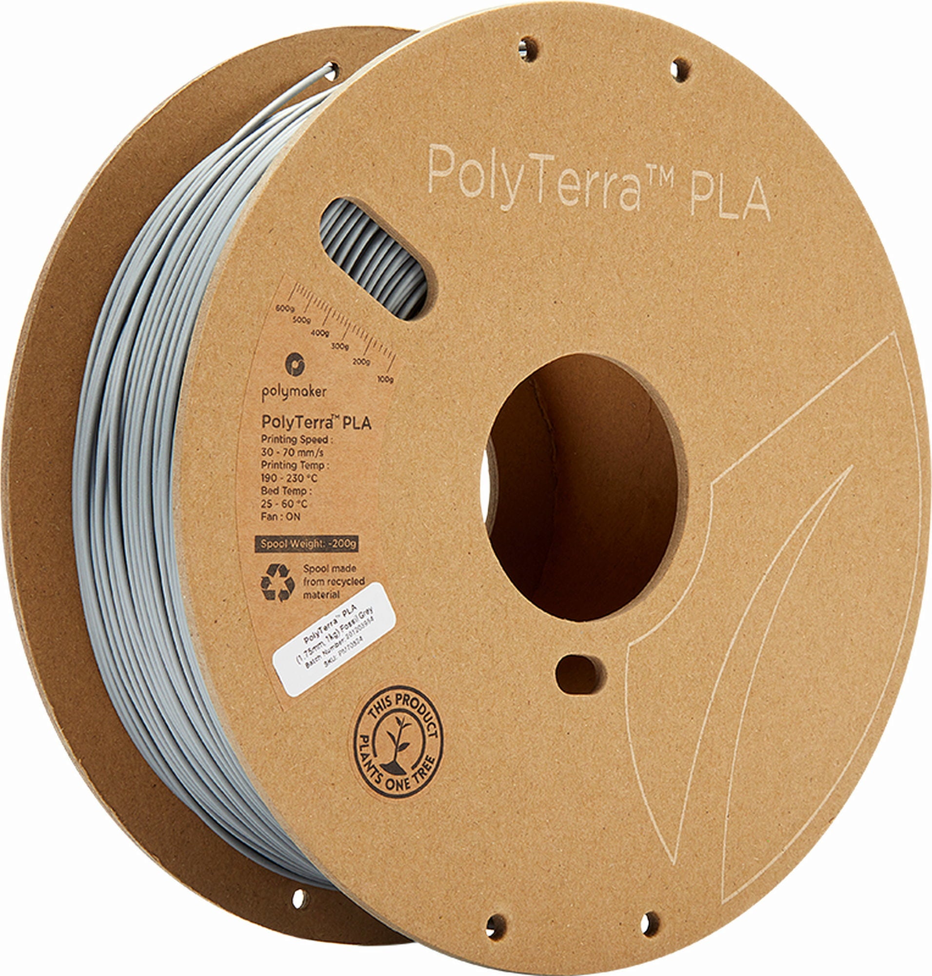 Polymaker PolyTerra PLA Fossil Grey - 1,75 mm / 1000 g