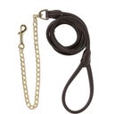 Führleine aus Kunstleder mit Kette, 270 cm - braun