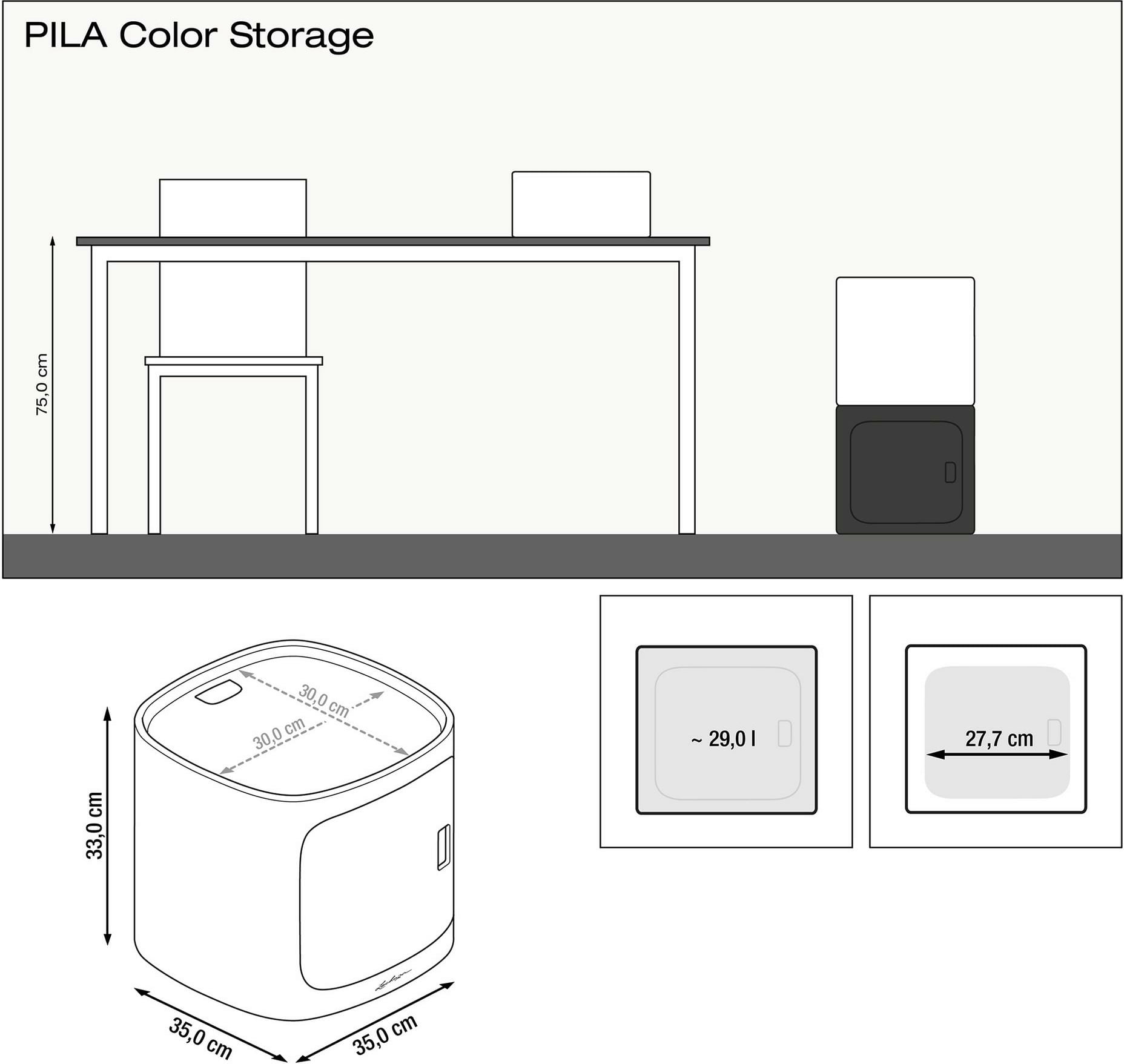 Lechuza Aufbewahrungsmodul PILA Color Storage