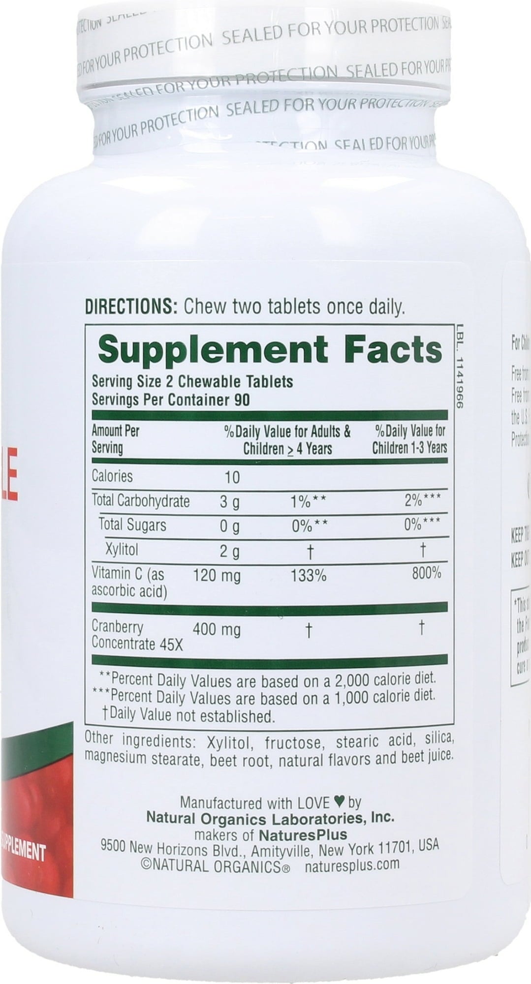 Ultra Chewable Cranberry with Vitamin C, Kautabletten - 180 Kautabletten