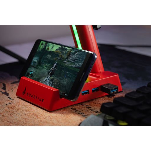 Vinson N2 Dual-Balance Gaming-Headset-Ständer mit RGB - Multi Funktion - Rot