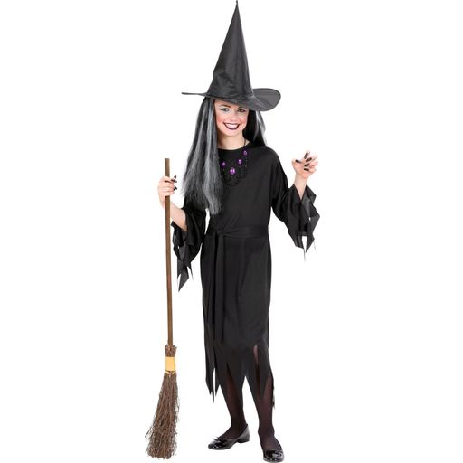 Kinderkostüm Hexe mit Kleid, Gürtel und Hut
