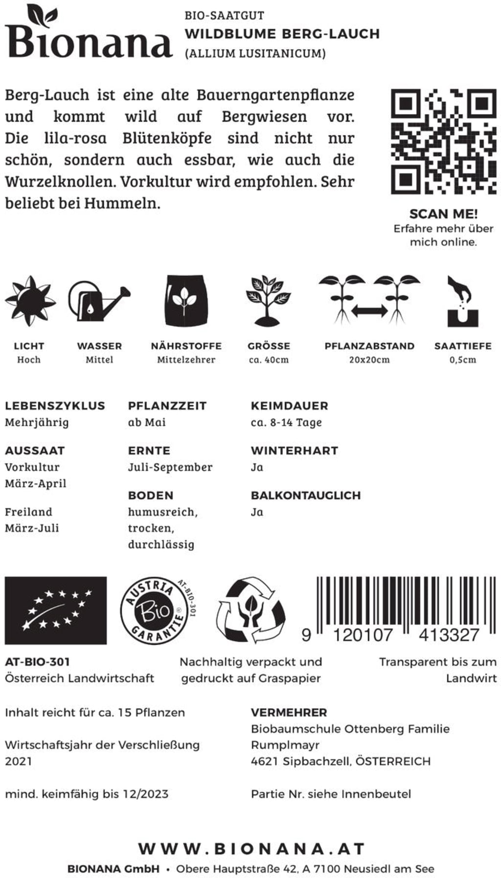 Bionana Bio Wildblume Berg-Lauch - 1 Pkg