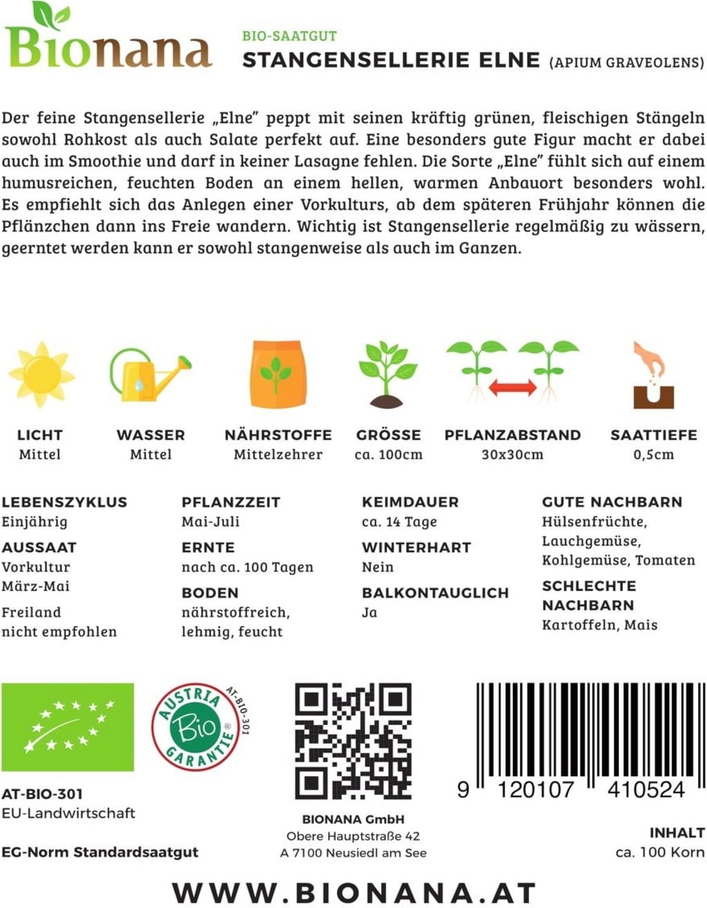 Bionana Bio Stangensellerie „D'Elne“ - 1 Pkg