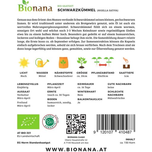 Bionana Bio Schwarzkümmel - 1 Pkg