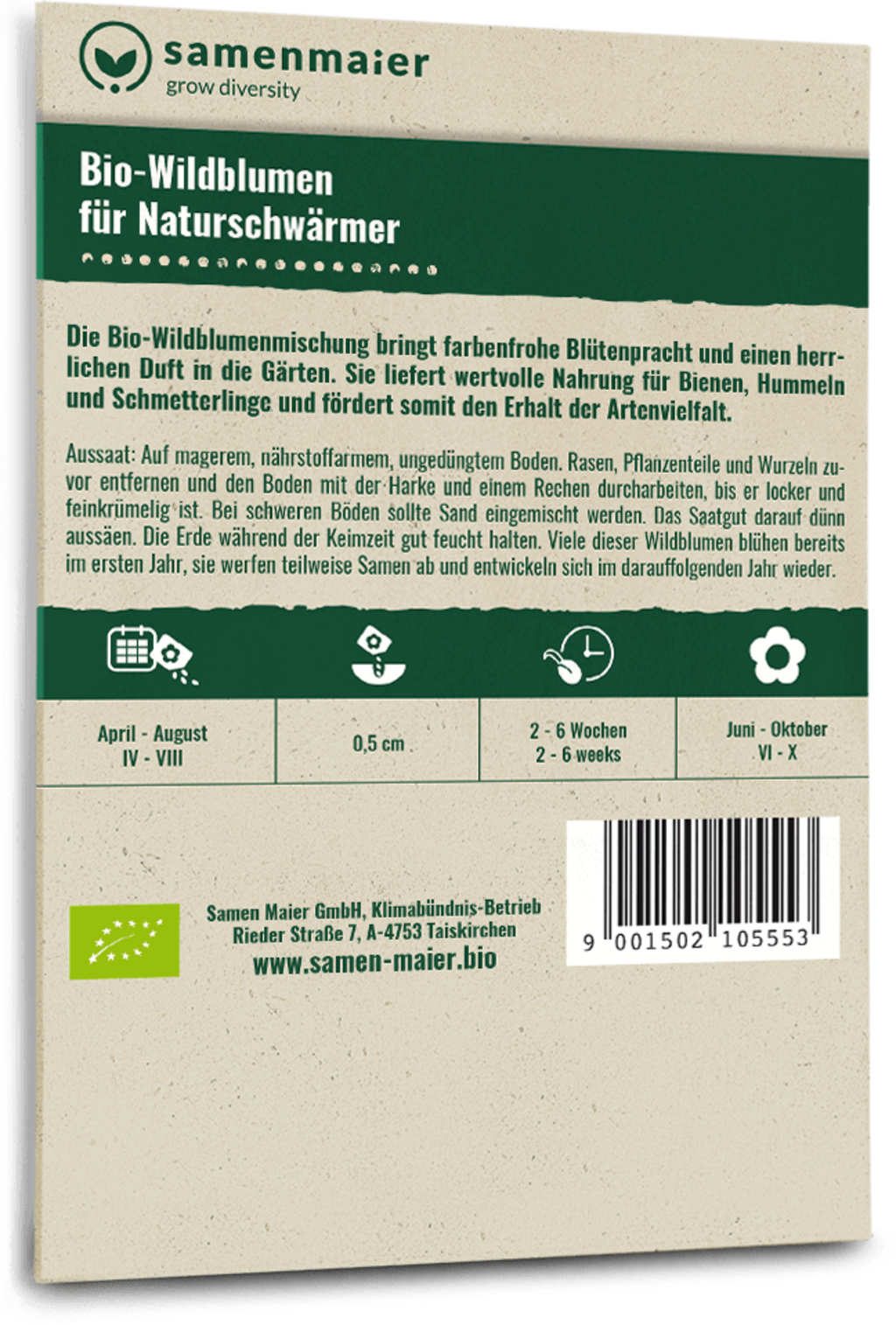 Samen Maier Bio-Wildblumen für Naturschwärmer - 1 Pkg