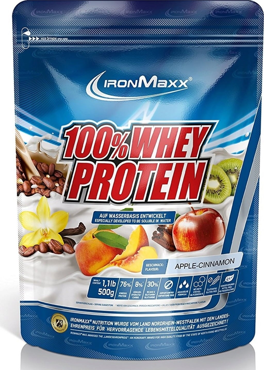 100% Whey Protein  500 g Beutel, Apfel-Zimt (500 g)