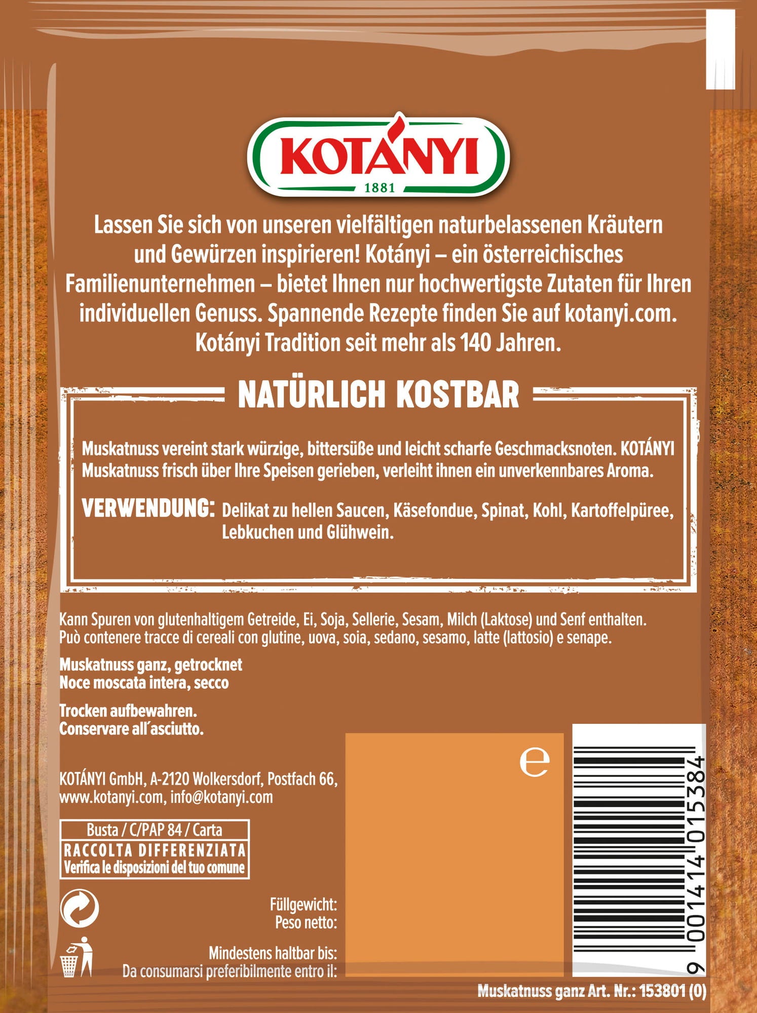 KOTÁNYI Muskatnuss ganz - 9 g