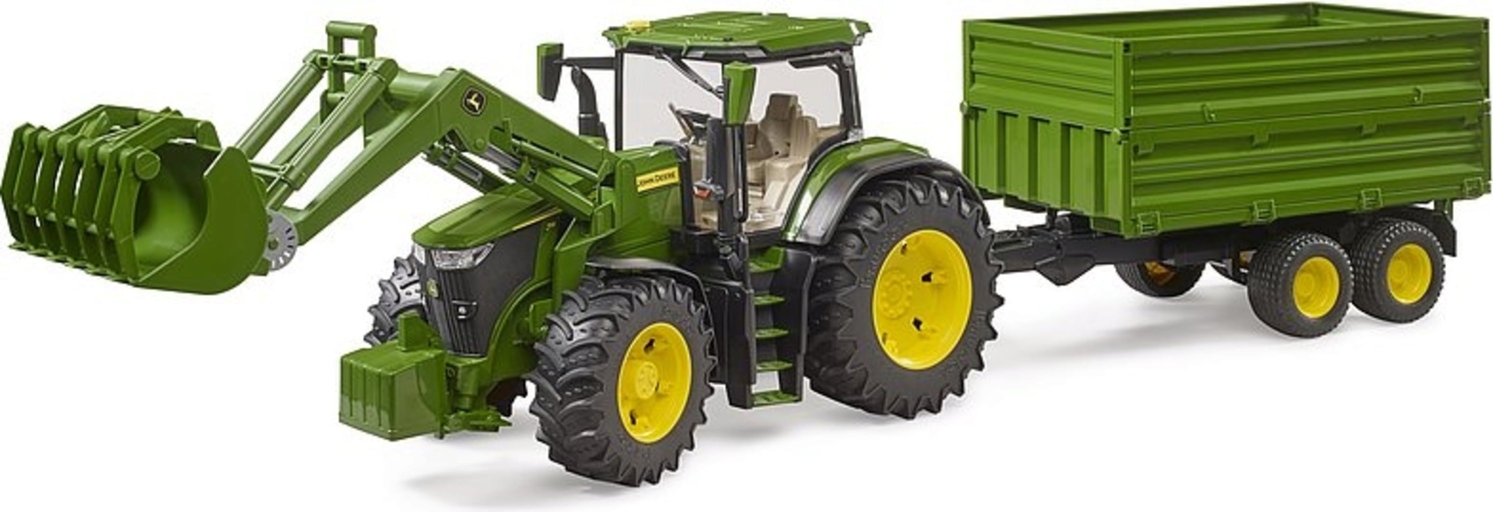 John Deere 7R 350 mit Frontlader und Tandemachstransportanhänger - 1 Stk