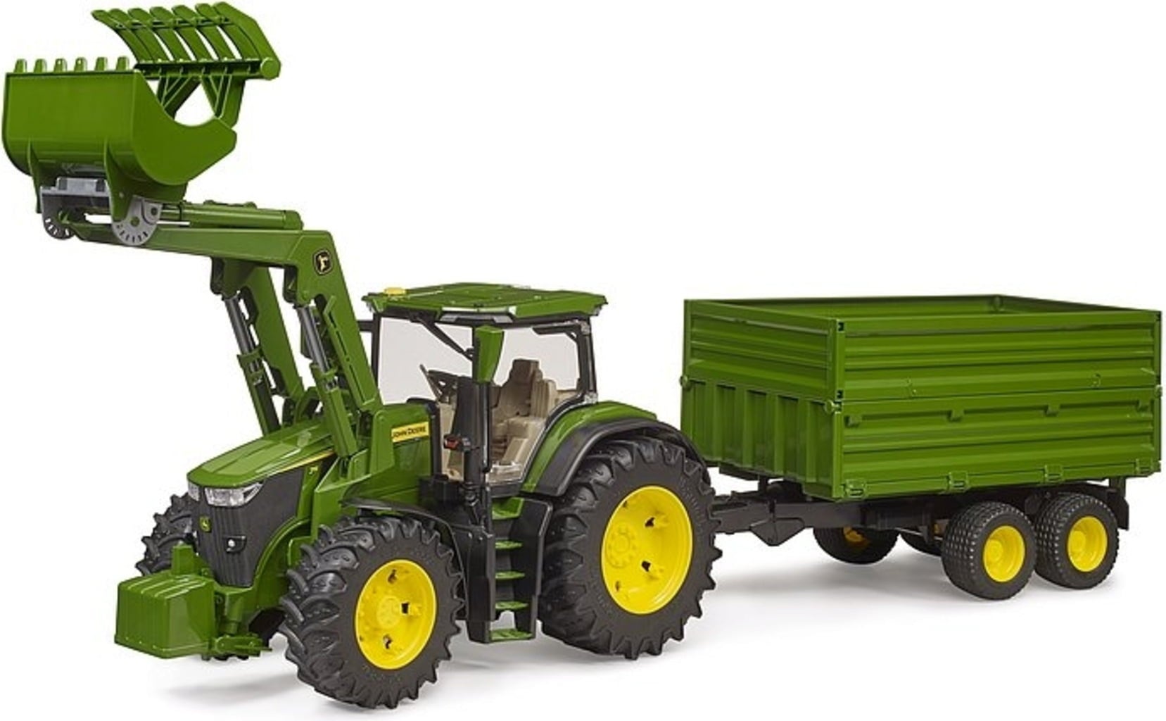John Deere 7R 350 mit Frontlader und Tandemachstransportanhänger - 1 Stk