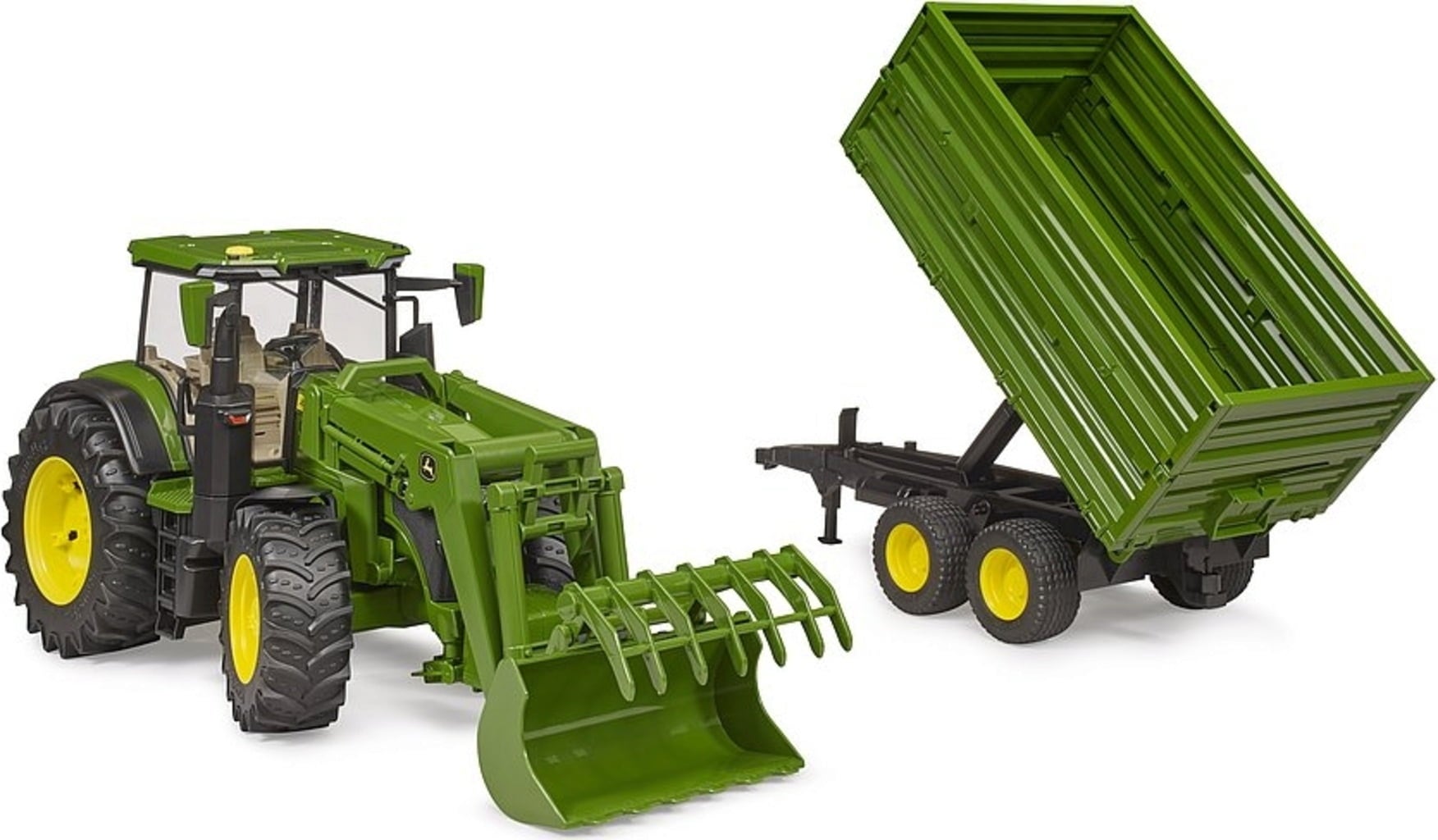 John Deere 7R 350 mit Frontlader und Tandemachstransportanhänger - 1 Stk