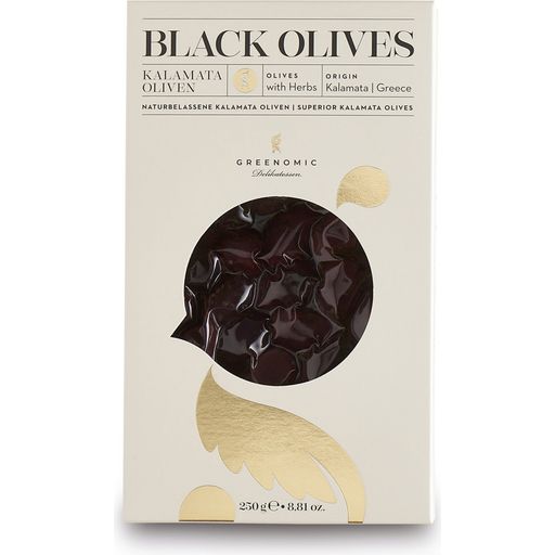 Greenomic Delikatessen Schwarze Oliven in Sonnenblumenöl - 250 g