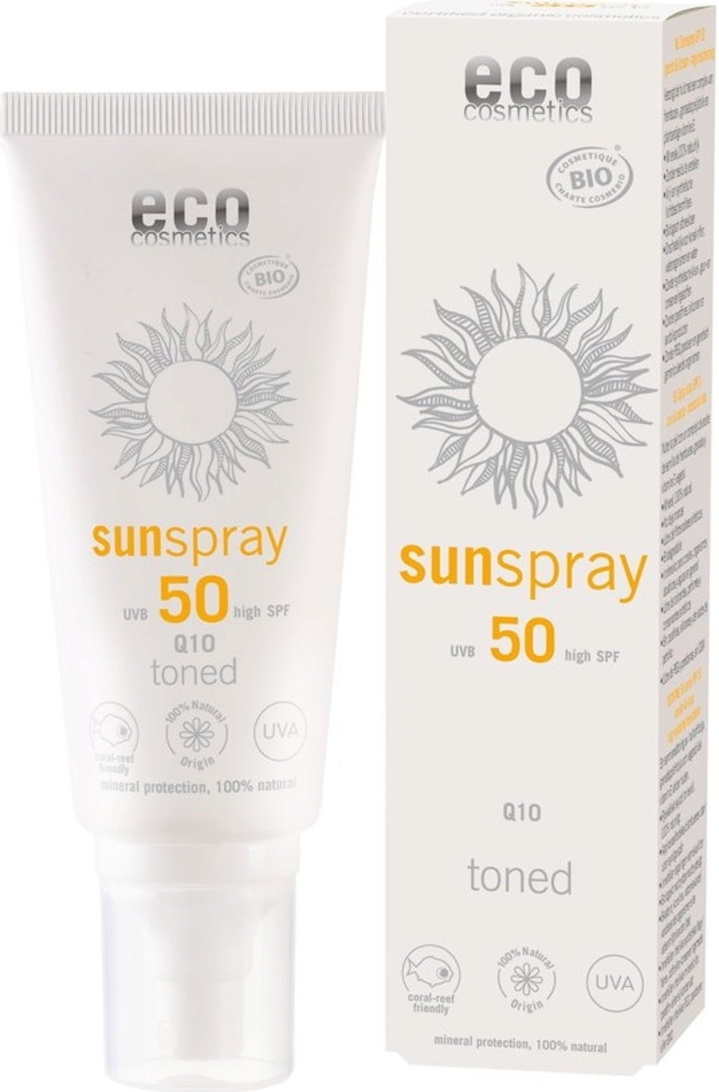 eco cosmetics Sonnenspray LSF 50 getönt Q10