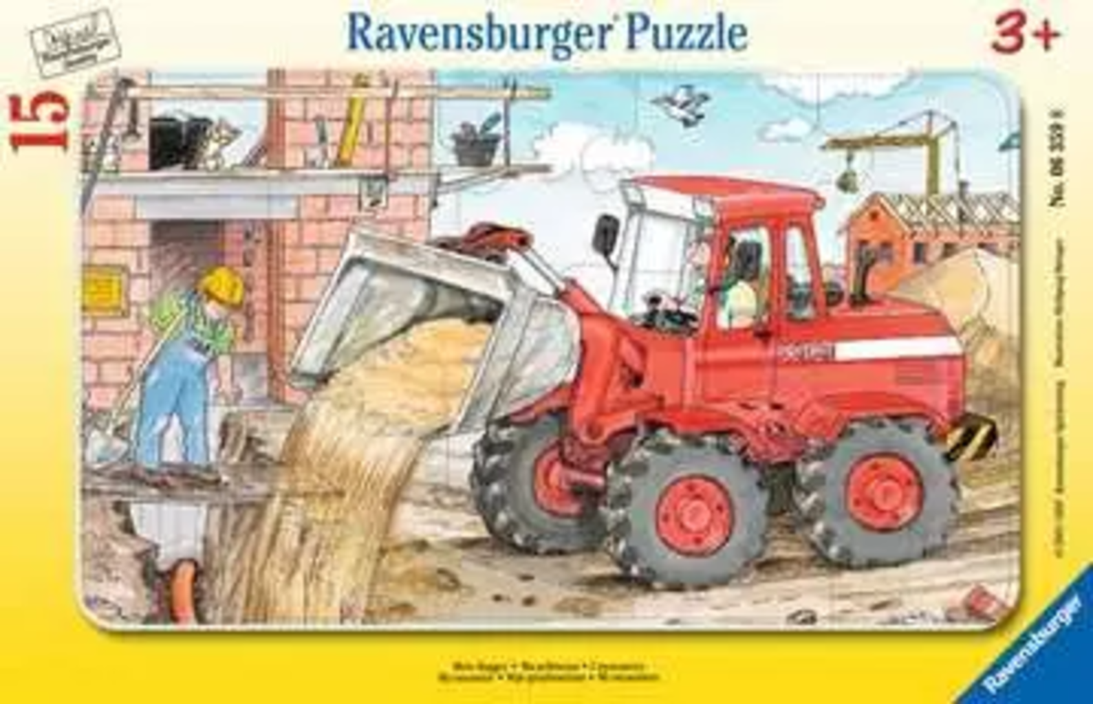 Ravensburger Rahmenpuzzle - Mein Bagger, 15 Teile