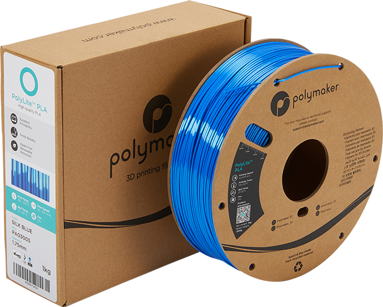 Polymaker PolyLite Silk PLA Blue - 1,75 mm