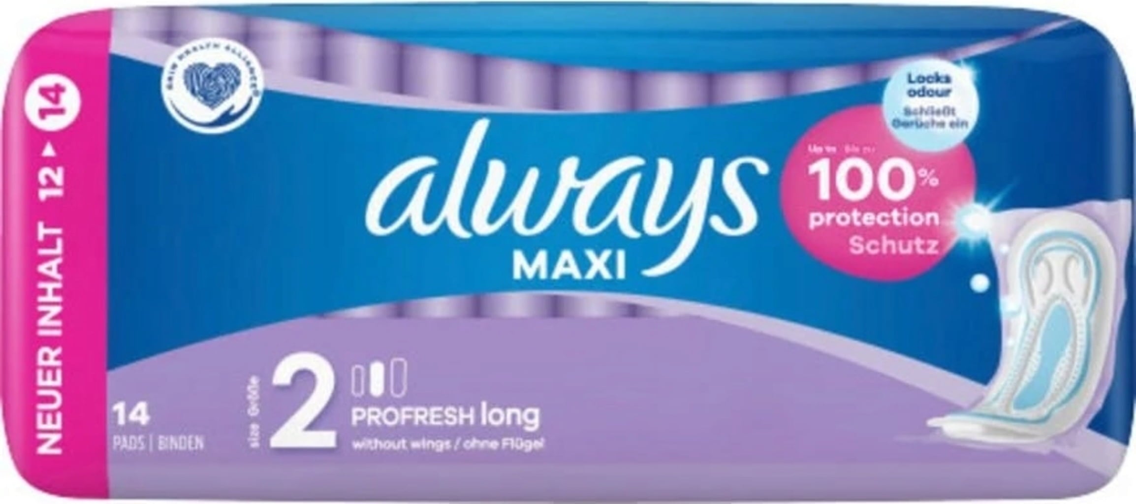 always Maxi Damenbinden ProFresh Long, Größe 2 - 14 Stk