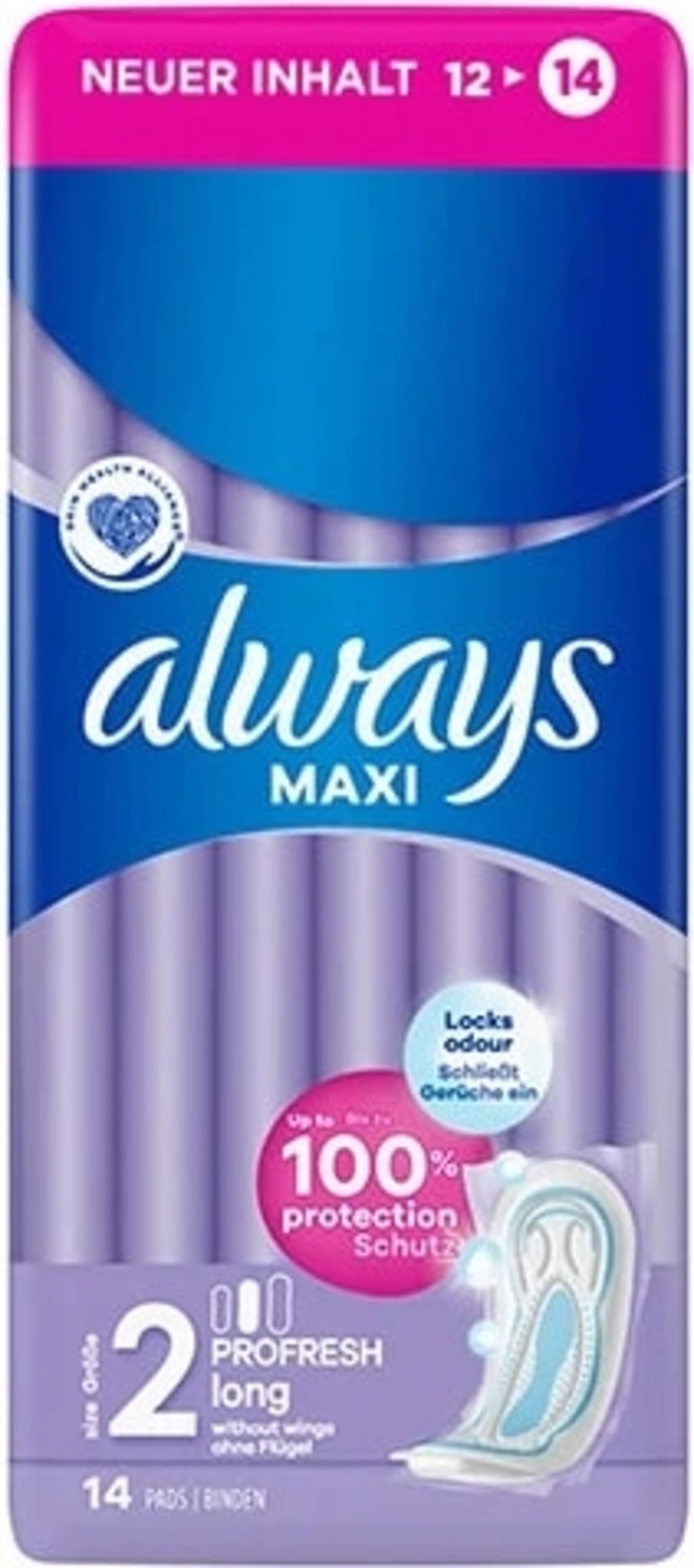 always Maxi Damenbinden ProFresh Long, Größe 2 - 14 Stk